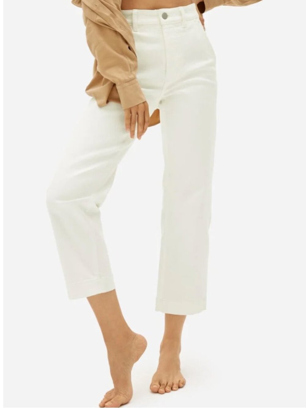 Everlane Straight Crop Pants | White Denim | 6 | Cropped | High Rise
